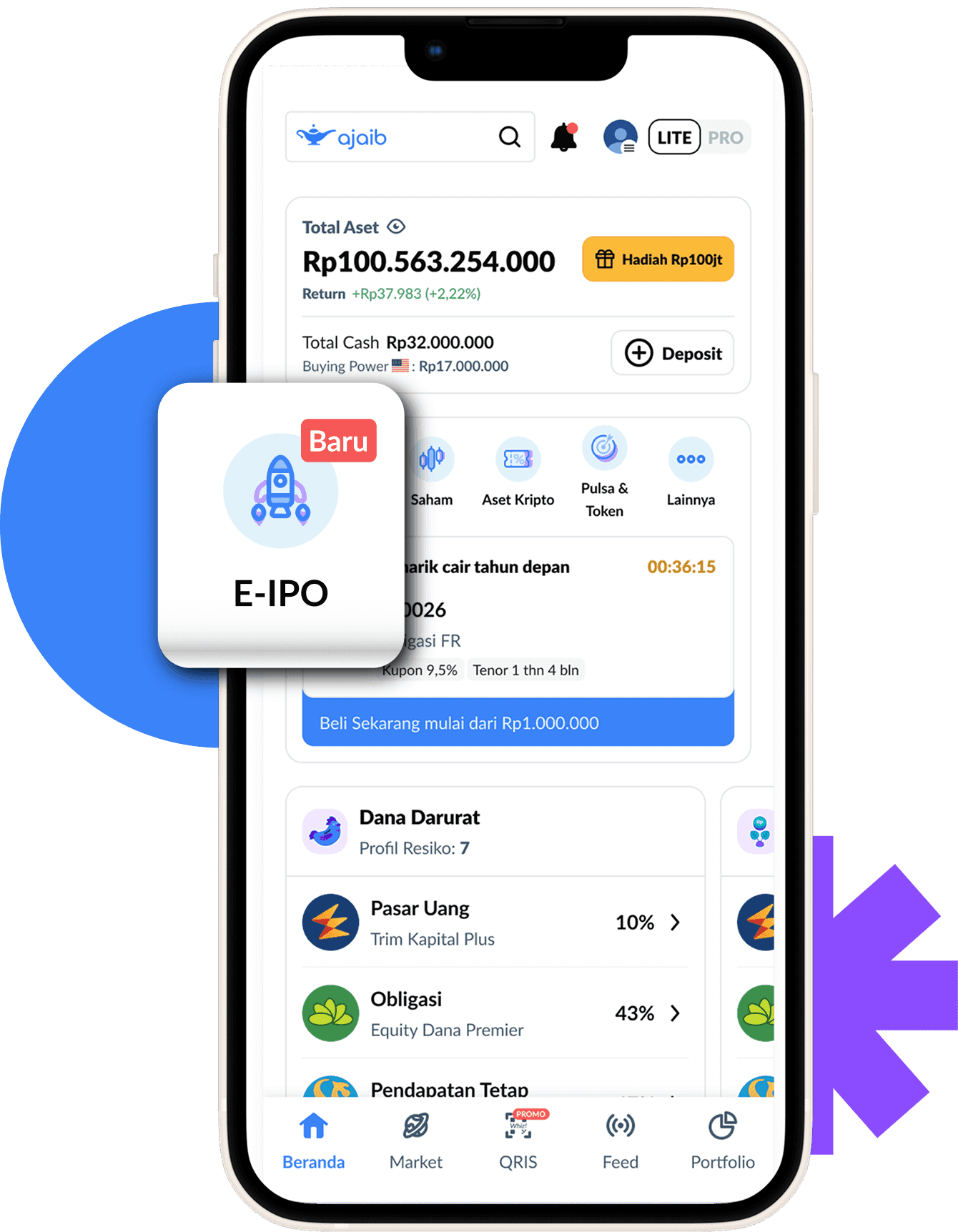 Buka aplikasi Ajaib dan klik **Masuk** atau **Daftar**