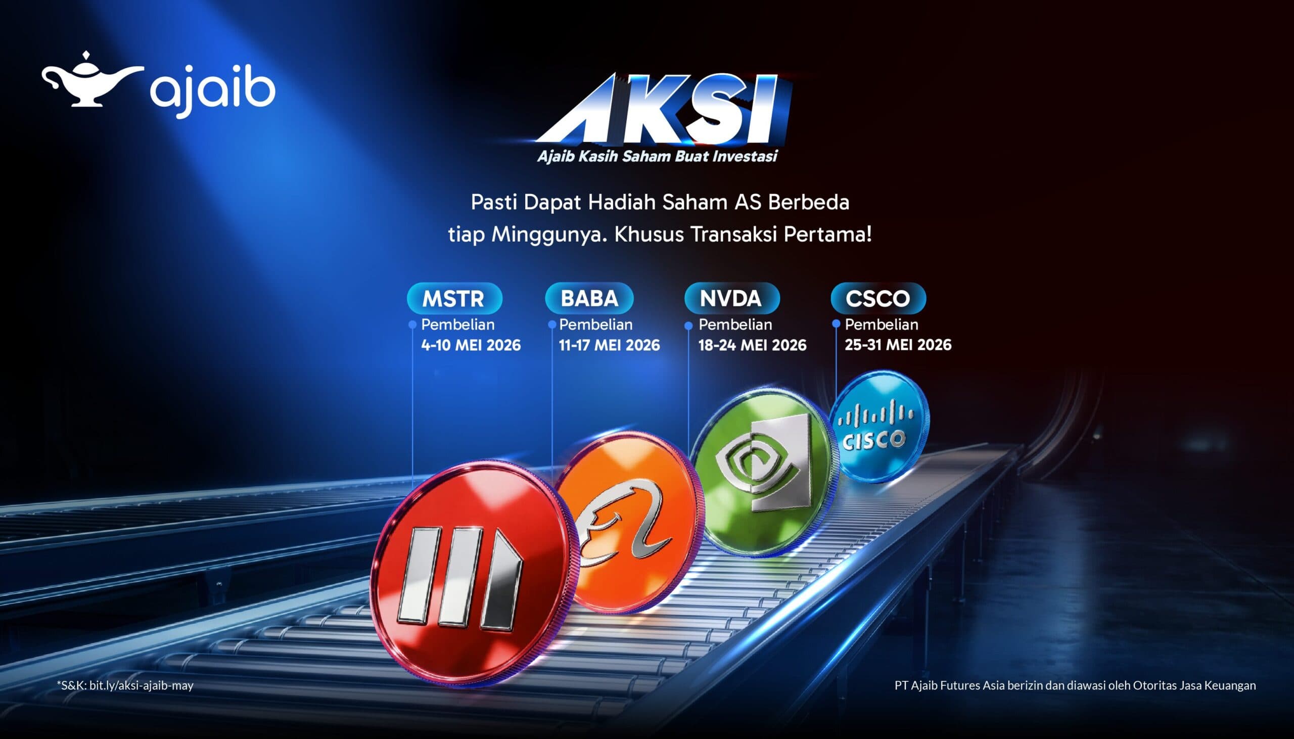 AKSI: Ajaib Kasih Saham buat Investasi! Beli Saham AS dan Dapatkan Bonus Saham AS yang Berbeda Setiap Minggunya!