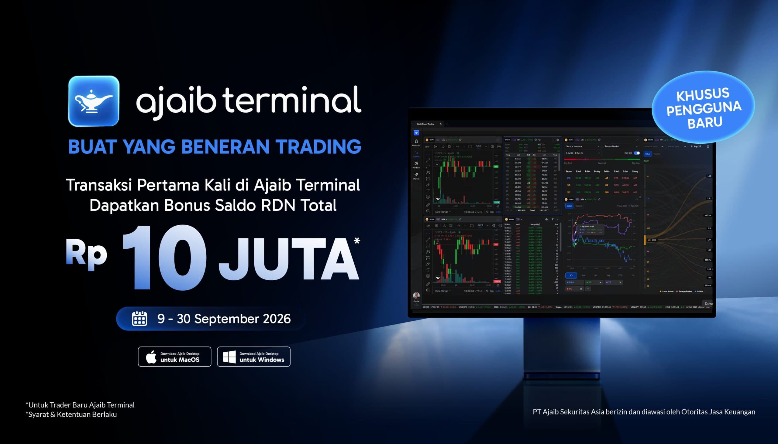 Transaksi Pertama Kali di Ajaib Terminal, Dapatkan Bonus Saldo RDN Total Rp10JT