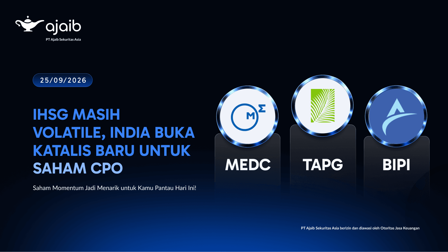 Rekomendasi Saham Hari Ini: MEDC, TAPG, dan BIPI