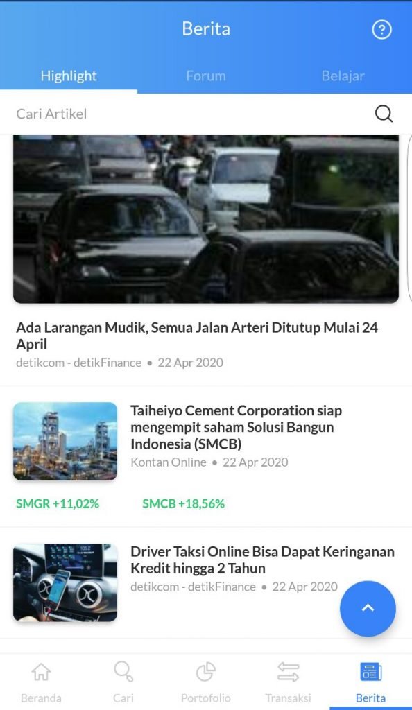 Fitur berita terbaru -Membuka Rekening Saham di Ajaib