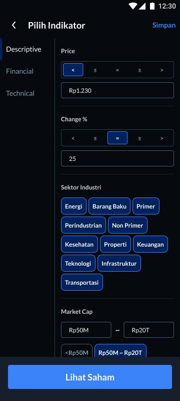 memilih indikator stock screener ajaib