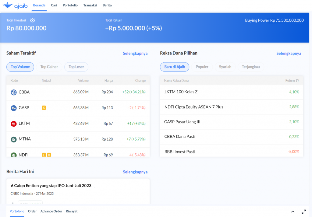 Menutup watchlist di side bar