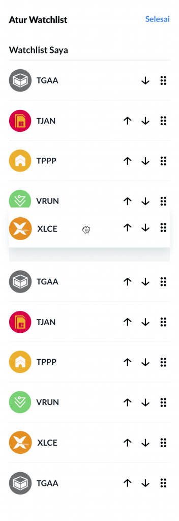 drag & down fitur watchlist ajaib